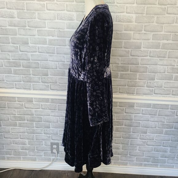 Rebecca Taylor Liane Velvet Dress V-neck Blue Floral NEW $498 sz 12 Elegant - Picture 3 of 11